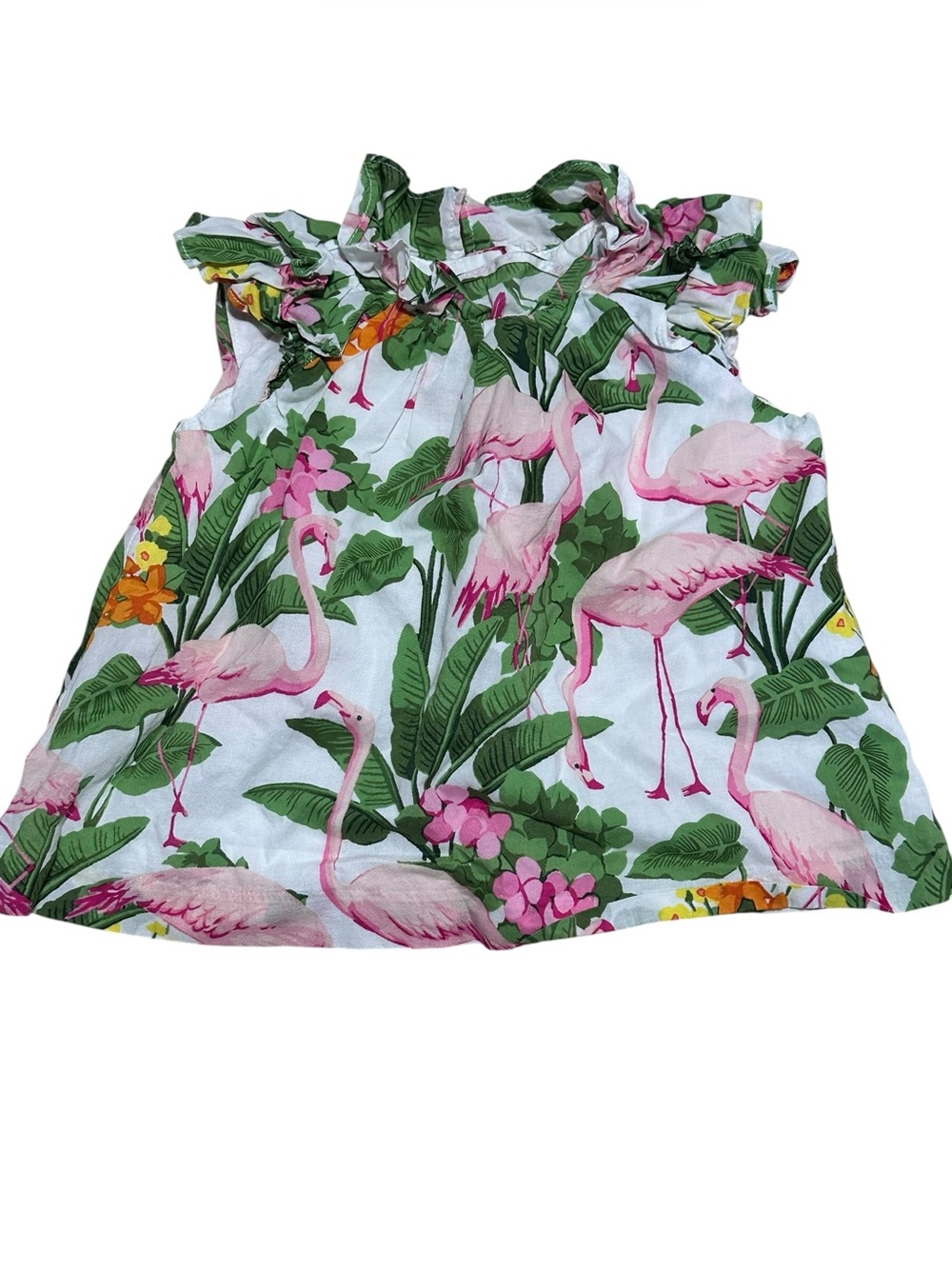 Janie and jack Tropical Flamingo Print Ruffled Tank Top 6-12 month
